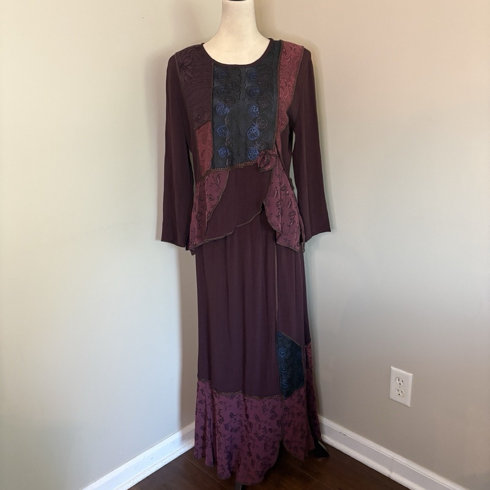 VTG Spencer Alexis 2pc Tunic Maxi Skirt Set Sz 4 Patchwork Whimsigoth Artsy USA